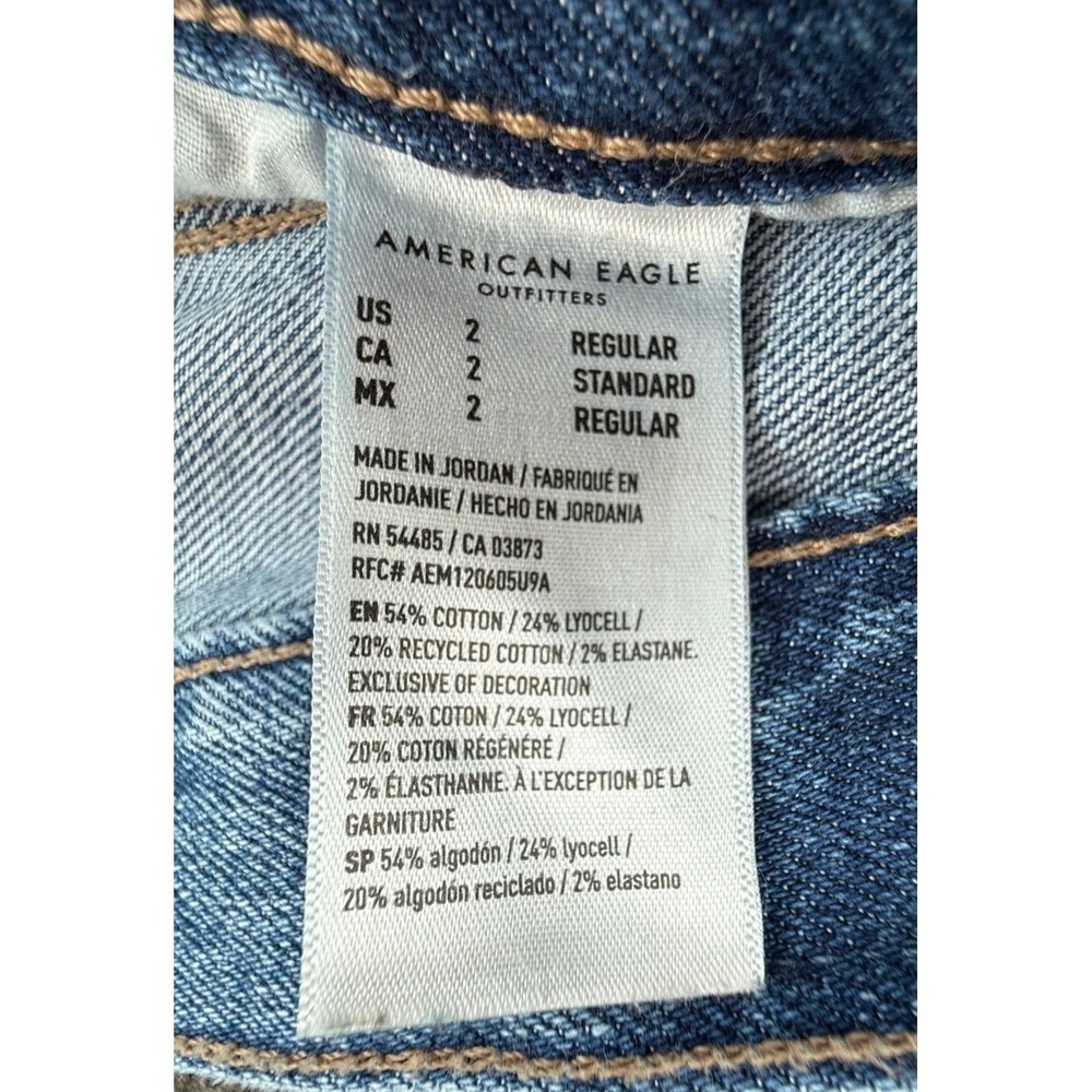 American Eagle Womens Stretch HW Straight Jeans 2R Medium Wash - Picture 3 of 7